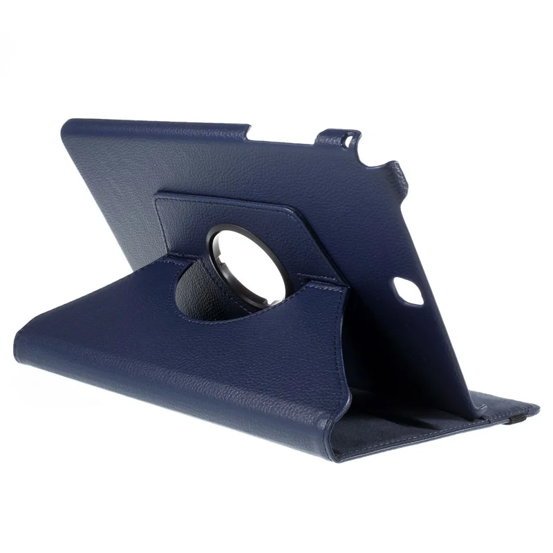 For Samsung Galaxy Tab A 9.7 T550 T555 Lychee Litchi Leather Cover with Rotary Stand - Deep Blue