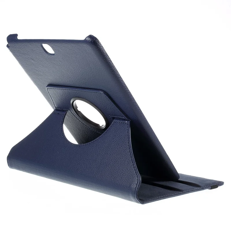 For Samsung Galaxy Tab A 9.7 T550 T555 Lychee Litchi Leather Cover with Rotary Stand - Deep Blue