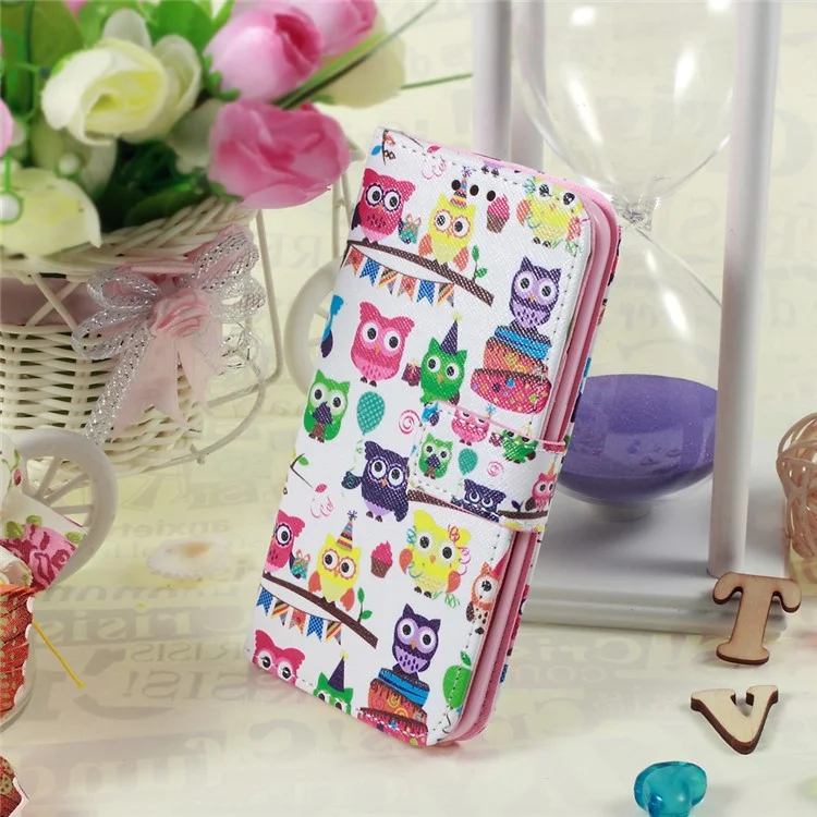 Callfree Color Painting Leather Protective Case for Samsung Galaxy S6 edge G925 - Multiple Cute Owls
