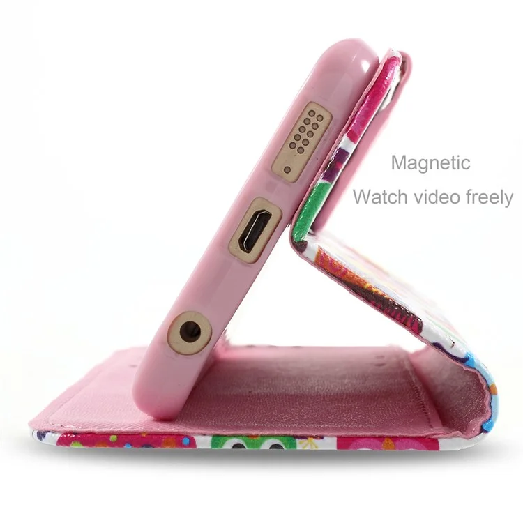 Callfree Color Painting Leather Protective Case for Samsung Galaxy S6 edge G925 - Multiple Cute Owls