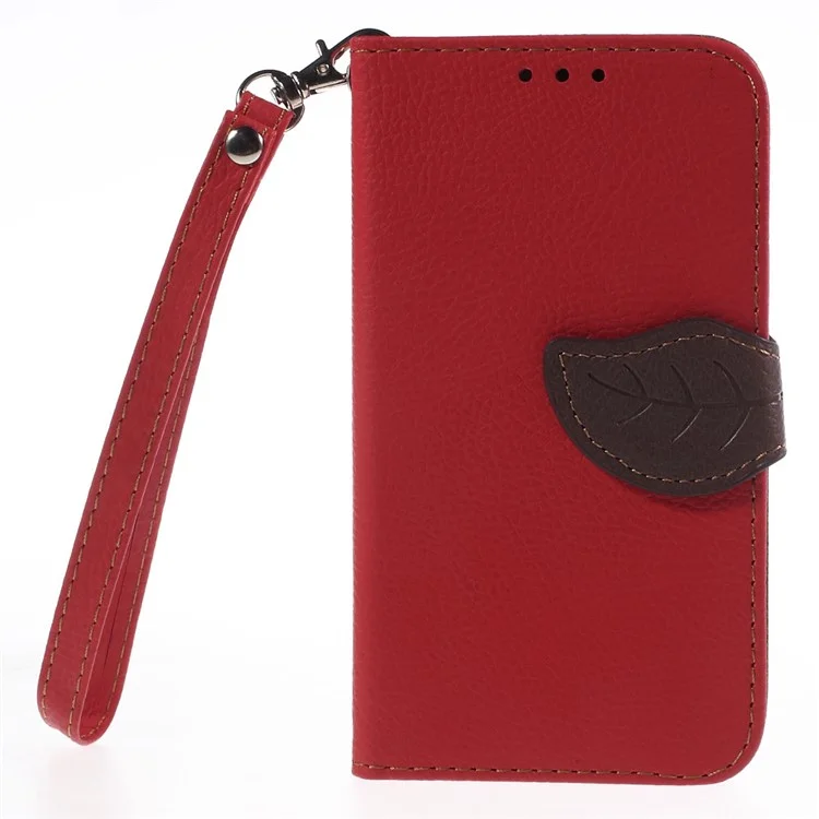 Leaf Flip Stand Wallet Leather Cover for Samsung Galaxy Core Prime SM-G360 - Red
