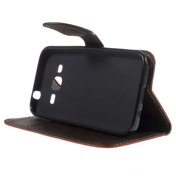 Leaf Flip Stand Wallet Leather Cover for Samsung Galaxy Core Prime SM-G360 - Red