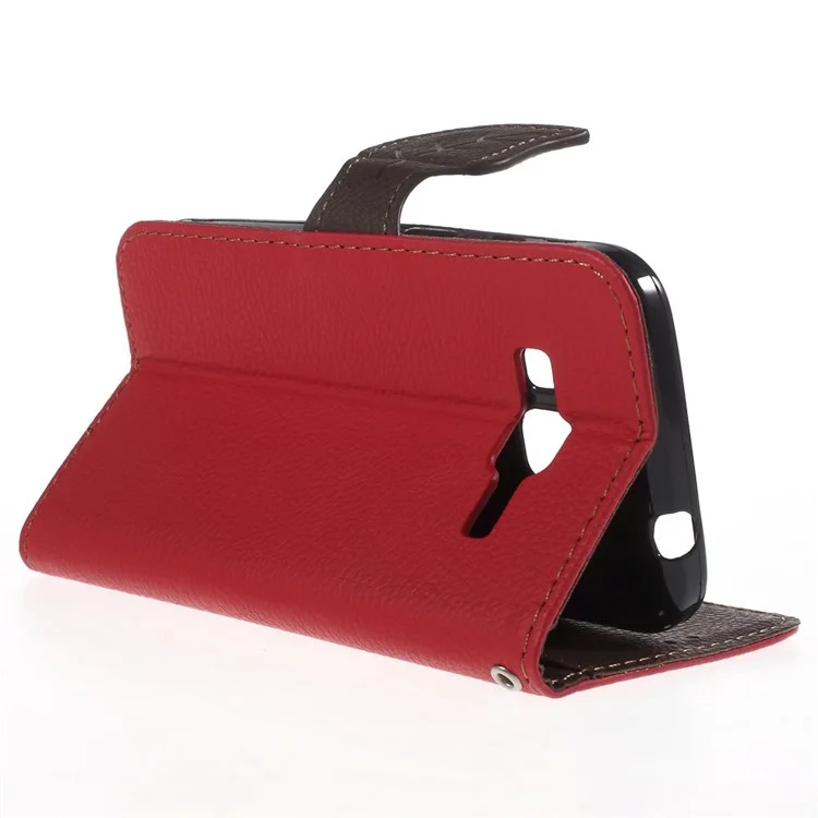 Leaf Flip Stand Wallet Leather Cover for Samsung Galaxy Core Prime SM-G360 - Red