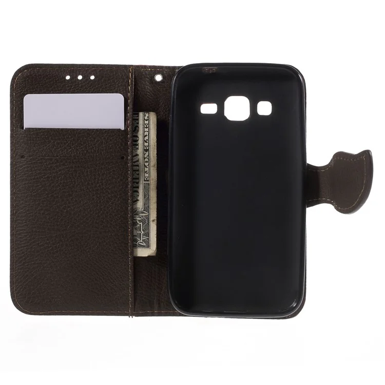 Leaf Flip Stand Wallet Leather Cover for Samsung Galaxy Core Prime SM-G360 - Red