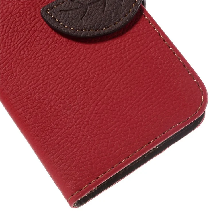 Leaf Flip Stand Wallet Leather Cover for Samsung Galaxy Core Prime SM-G360 - Red