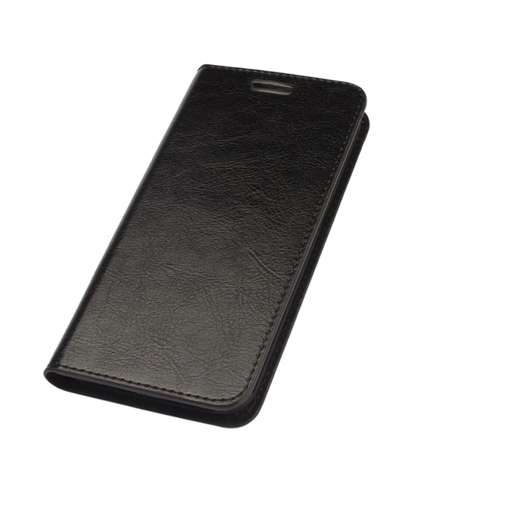Genuine Split Leather Wallet Case for Samsung Galaxy S6 edge G925 - Black