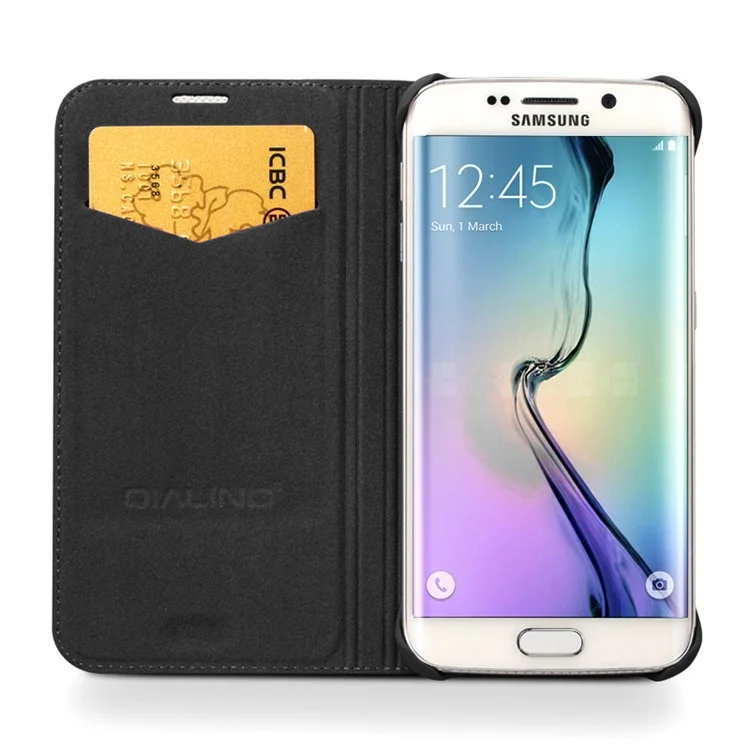QIALINO Genuine Leather Case for Samsung Galaxy S6 edge G925 - Black