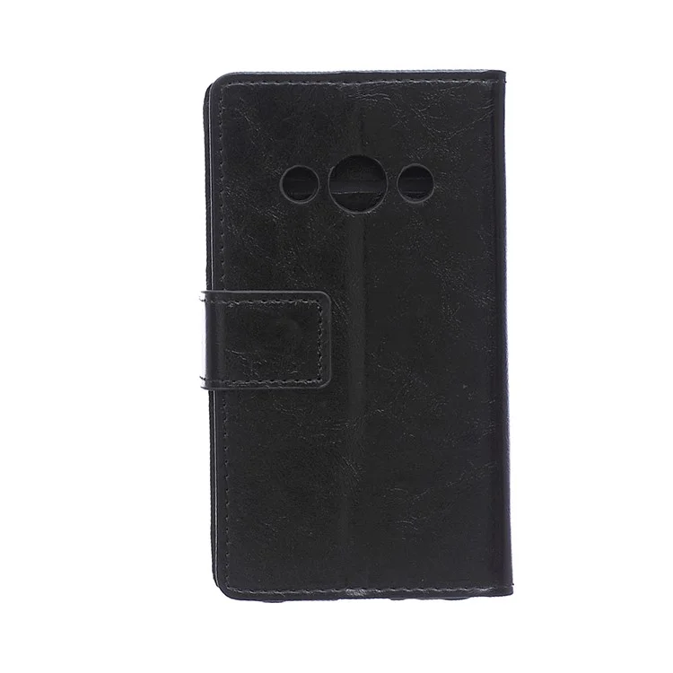Crazy Horse Wallet Leather Case for Samsung Galaxy Xcover 3 SM-G388F with Support Stand - Black