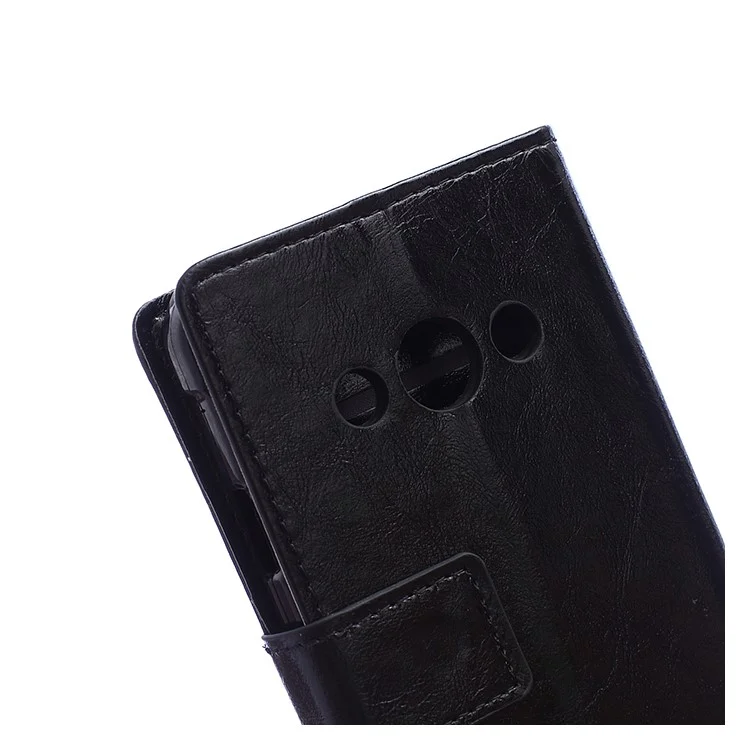 Crazy Horse Wallet Leather Case for Samsung Galaxy Xcover 3 SM-G388F with Support Stand - Black