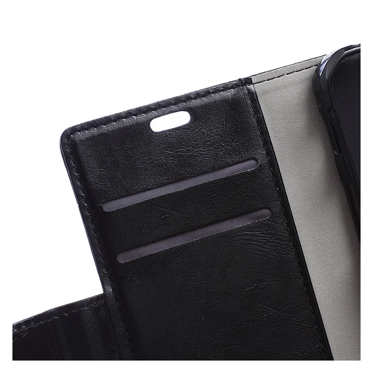 Crazy Horse Wallet Leather Case for Samsung Galaxy Xcover 3 SM-G388F with Support Stand - Black