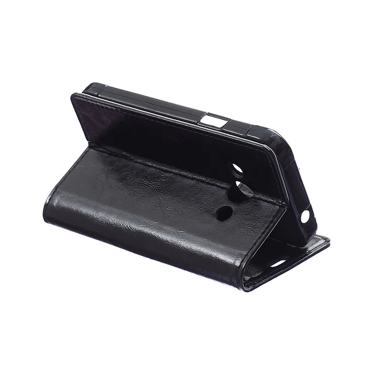 Crazy Horse Wallet Leather Case for Samsung Galaxy Xcover 3 SM-G388F with Support Stand - Black