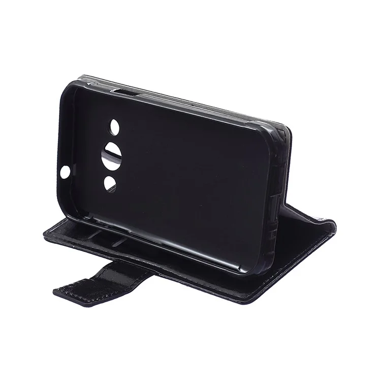 Crazy Horse Wallet Leather Case for Samsung Galaxy Xcover 3 SM-G388F with Support Stand - Black