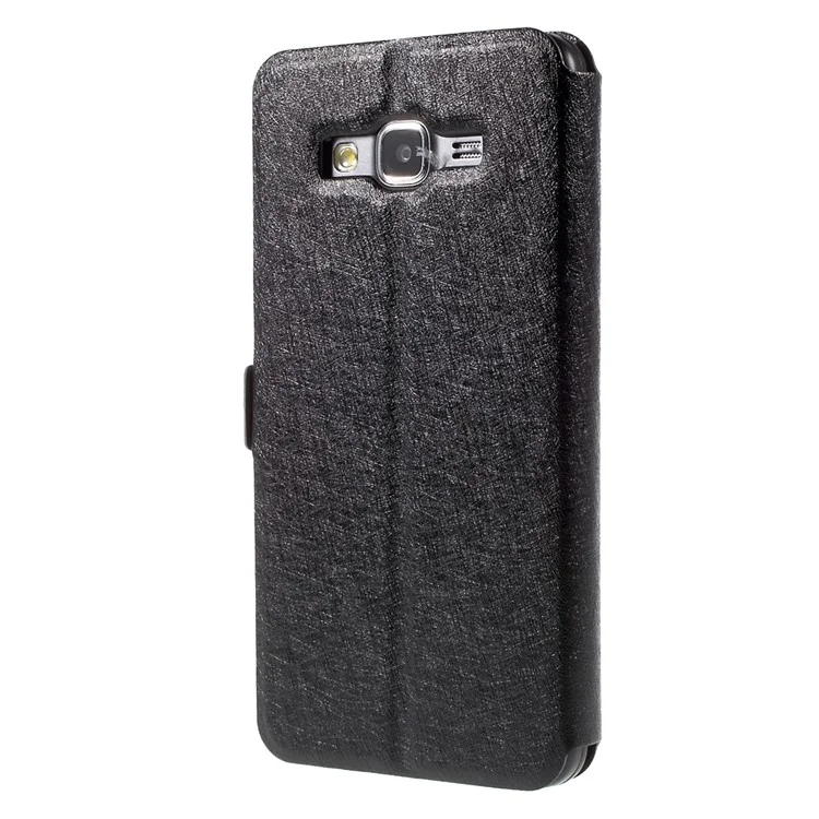Leather Case for Samsung Galaxy Grand Prime SM-G530H Dual View Window - Black