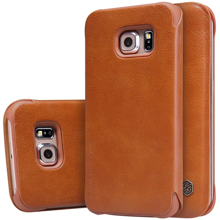 NILLKIN Qin Series Leather Card Holder Case for Samsung Galaxy S6 edge G925 - Brown