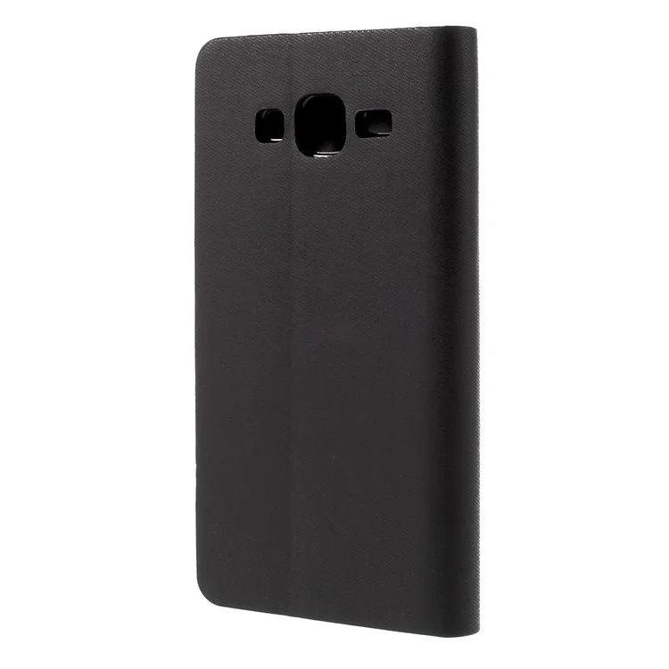 Two-color Leather Stand Case for Samsung Galaxy J5 SM-J500F with Card Slot - Black