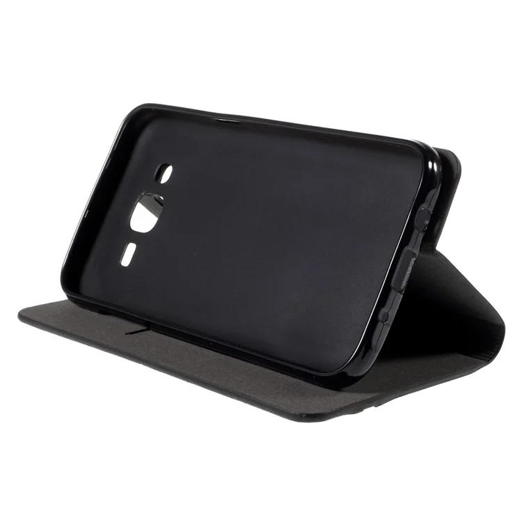 Two-color Leather Stand Case for Samsung Galaxy J5 SM-J500F with Card Slot - Black
