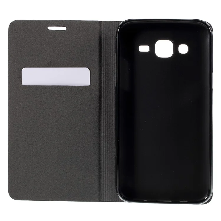 Two-color Leather Stand Case for Samsung Galaxy J5 SM-J500F with Card Slot - Black