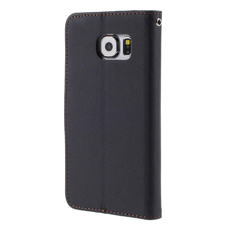 ROAR KOREA Twill Leather Wallet Case for Samsung Galaxy S6 G920 - Black