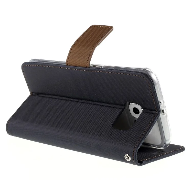 ROAR KOREA Twill Leather Wallet Case for Samsung Galaxy S6 G920 - Black