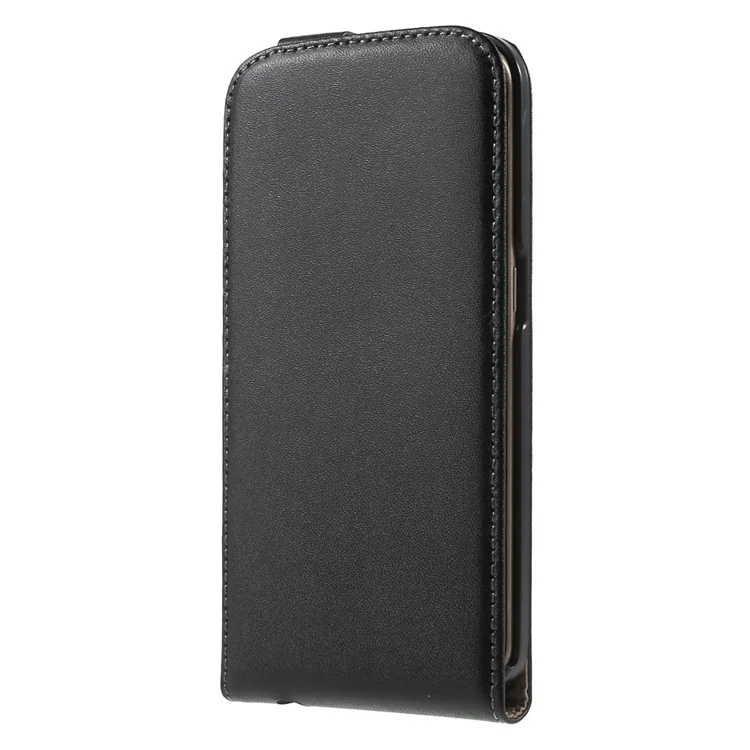 Vertical Genuine Split Leather Flip Case Cover for Samsung Galaxy S6 Edge G925 - Black