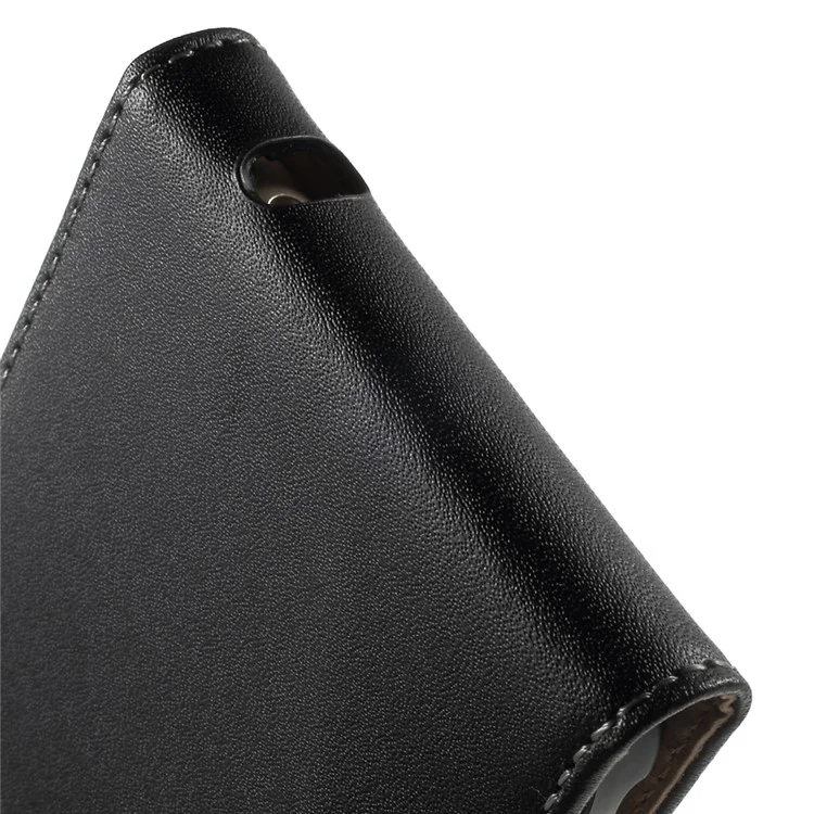 Vertical Genuine Split Leather Flip Case Cover for Samsung Galaxy S6 Edge G925 - Black