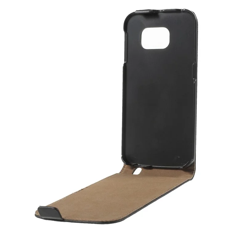 Vertical Genuine Split Leather Flip Case Cover for Samsung Galaxy S6 Edge G925 - Black