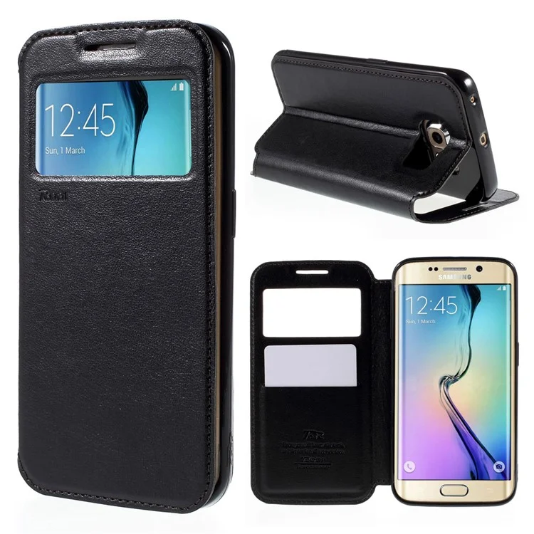 ROAR KOREA Noble View Window Leather Case for Samsung Galaxy S6 edge G925 - Black