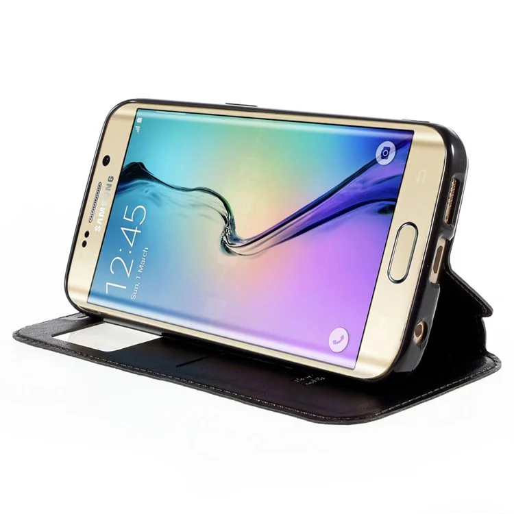 ROAR KOREA Noble View Window Leather Case for Samsung Galaxy S6 edge G925 - Black