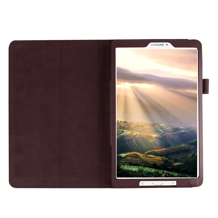 Étui de Protection en Cuir Litchi Skin Pour Samsung Galaxy Tab E 9.6 T560 - Brun