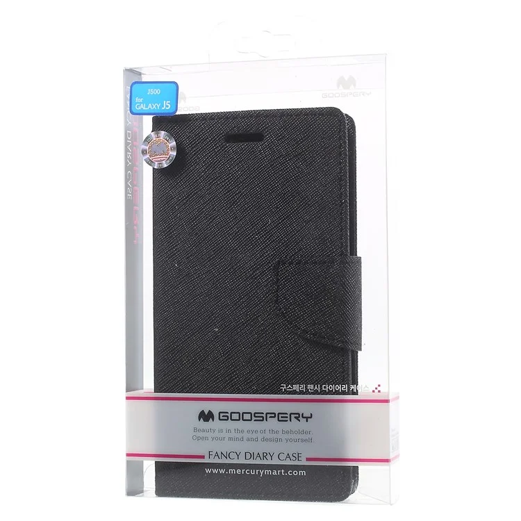 MERCURY Goospery Leather Wallet Case for Samsung Galaxy J5 SM-J500F with Stand - Black