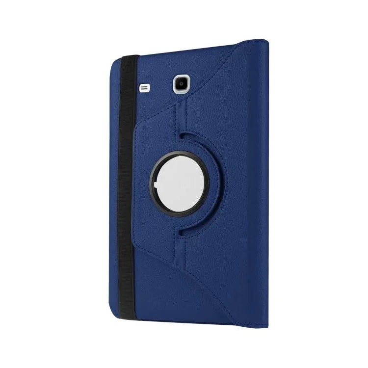 Litchi Texture Rotary Stand Cover Para Samsung Galaxy Tab E 9.6 T560 / T561 - Azul Oscuro