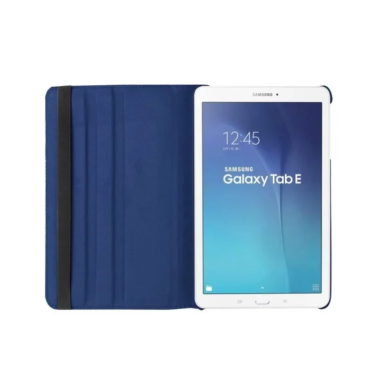 Litchi Texture Rotary Stand Cover Para Samsung Galaxy Tab E 9.6 T560 / T561 - Azul Oscuro