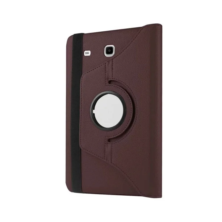 Litchi Texture Rotary Stand Leather Cover for Samsung Galaxy Tab E 9.6 T560 / T561 - Brown