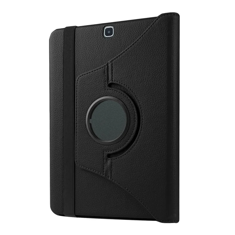 For Samsung Galaxy Tab S2 9.7 Lychee Litchi Grain Leather Rotary Stand Cover - Black