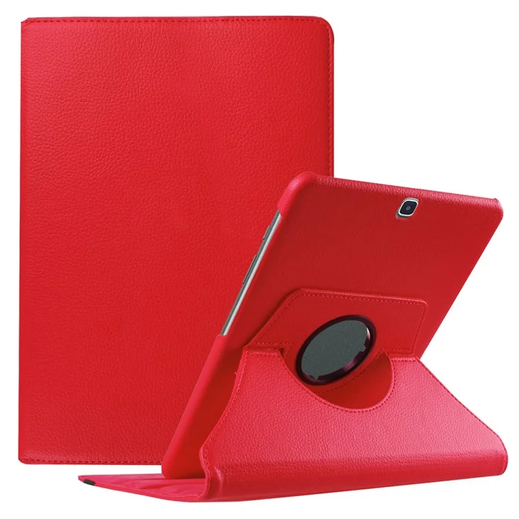 Para Samsung Galaxy Tab S2 9.7 Lychee Litchi Grano De Cuero Rotary Stand Cover - Rojo