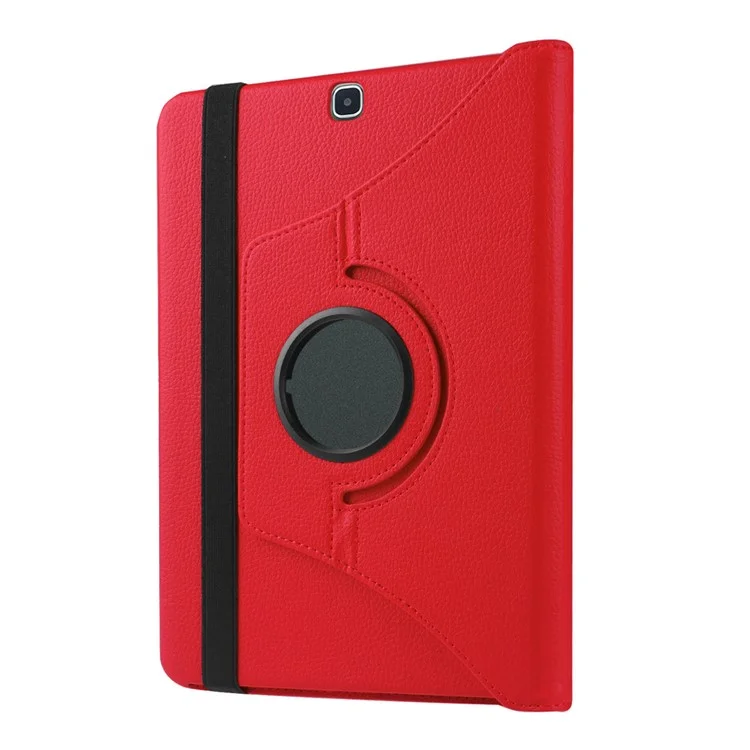 For Samsung Galaxy Tab S2 9.7 Lychee Litchi Grain Leather Rotary Stand Cover - Red