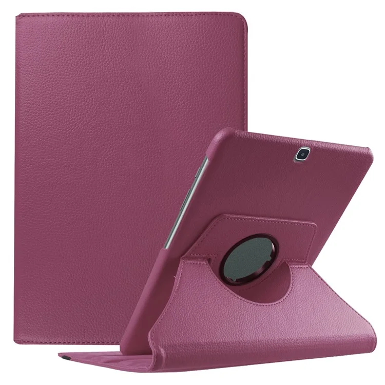 Para Samsung Galaxy Tab S2 9.7 Lychee Litchi Grano De Cuero Rotary Stand Cover - Púrpura