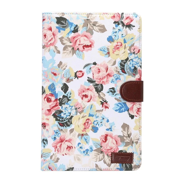 Flowers Leather Wallet Cover for Samsung Galaxy Tab E 9.6 T560 with Stand - White