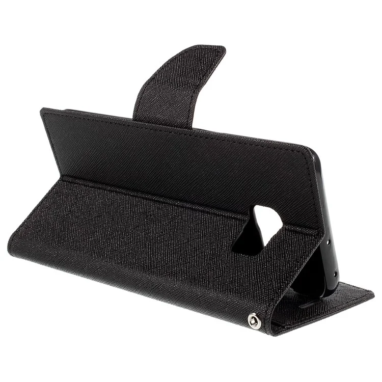 MERCURY Goospery Leather Wallet Case for Samsung Galaxy S6 edge Plus G928 with Stand - Black