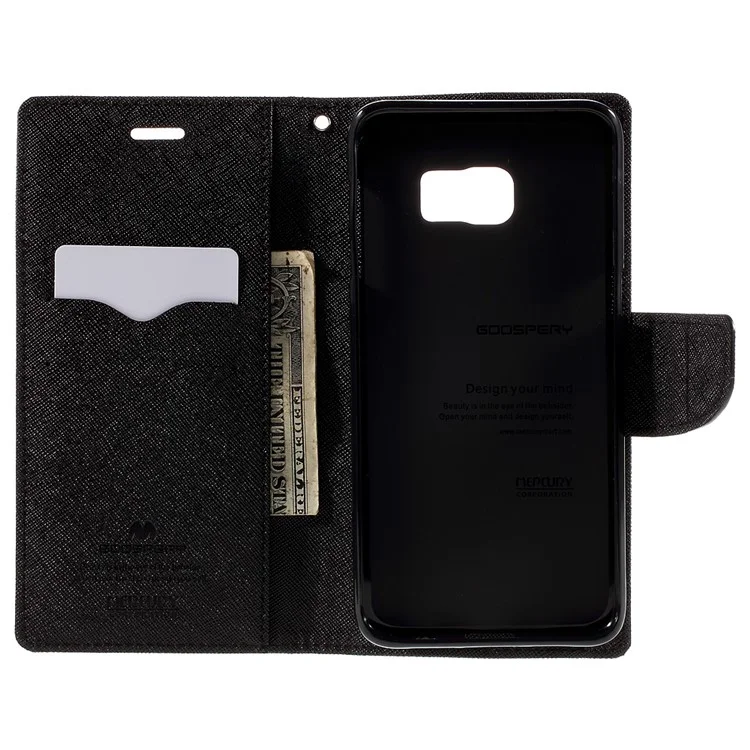 MERCURY Goospery Leather Wallet Case for Samsung Galaxy S6 edge Plus G928 with Stand - Black