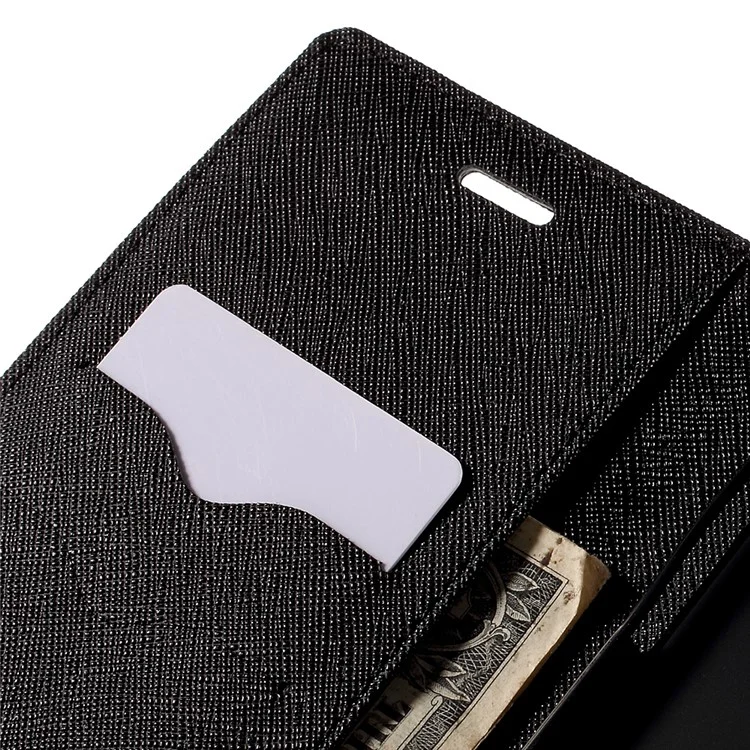 MERCURY Goospery Leather Wallet Case for Samsung Galaxy S6 edge Plus G928 with Stand - Black