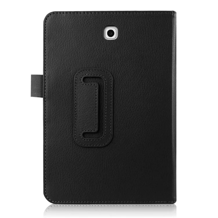 Folio Stand Leather Smart Case for Samsung Galaxy Tab S2 8.0 T715 T710 Lychee Skin - Black