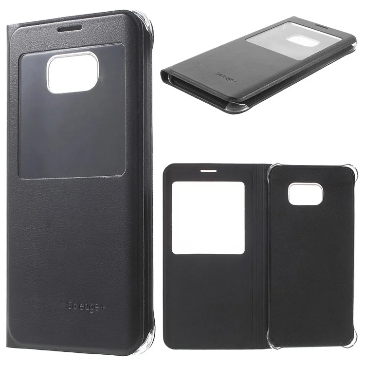 View Window Leather Case for Samsung Galaxy S6 edge+ G928 - Black