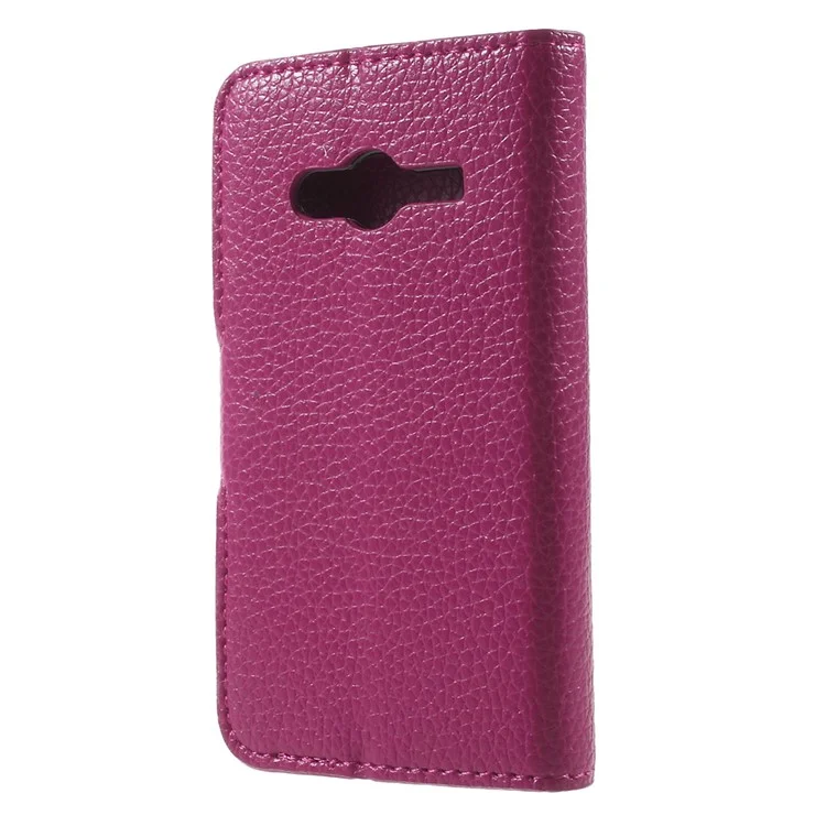 Litchi Skin Wallet Leather Stand Cover for Samsung Galaxy Trend 2 Lite G318H / V Plus G318 - Rose