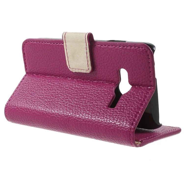 Litchi Skin Wallet Leather Stand Cover for Samsung Galaxy Trend 2 Lite G318H / V Plus G318 - Rose