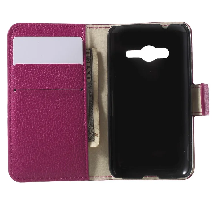 Litchi Skin Wallet Leather Stand Cover for Samsung Galaxy Trend 2 Lite G318H / V Plus G318 - Rose