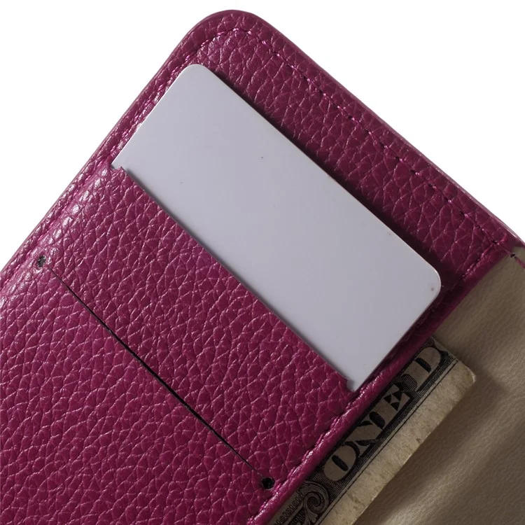 Litchi Skin Wallet Leather Stand Cover for Samsung Galaxy Trend 2 Lite G318H / V Plus G318 - Rose