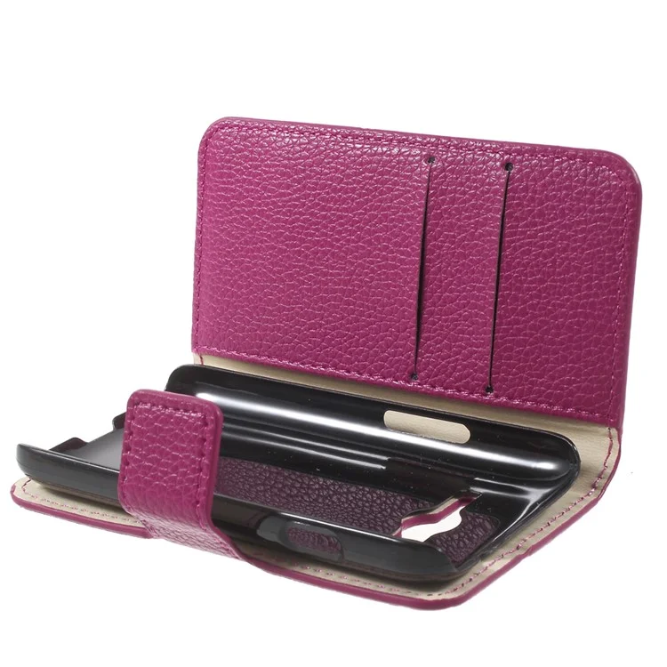 Litchi Skin Wallet Leather Stand Cover for Samsung Galaxy Trend 2 Lite G318H / V Plus G318 - Rose