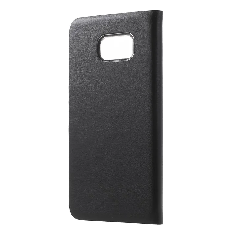 Window View Leather Case Cover for Samsung Galaxy S6 Edge Plus G928 - Black