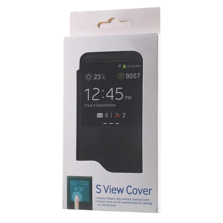 Window View Leather Case Cover for Samsung Galaxy S6 Edge Plus G928 - Black